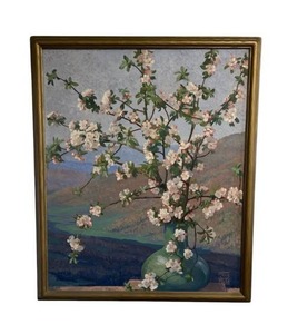 lot 69 image: Original Tom Milton Wilder (1876 - 1956) Floral Oil Painting in 31 x 37 Frame