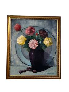 lot 70 image: Original Vintage Leon Golding Floral Oil Painting in 22.75 x 26.5 Frame