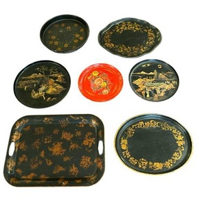 lot 76 image: Antique Japanese Lacquer Trays and More