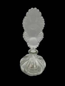lot 85 image: Vintage Art Deco Clear Glass Perfume Bottle with Ornate Topper (7.75 Tall)