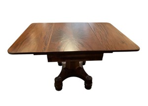 lot 88 image: Antique Drop Leaf Mahogany Table with Rolling Wheels (39 58 x 52) with Leaves Extended - No Makers Marks