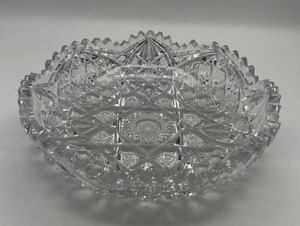 lot 97 image: Corning J Hoane & Co Cut Early American Brilliant Crystal 9-inch Bowl, 2.25-inches tall