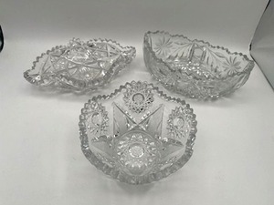 lot 98 image: Brilliant Vintage Libbey Cut Crystal Bowl Lot (Smallest Bowl is 5 Wide x 2 58 Tall)
