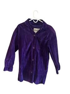 lot 123 image: Vintage Womens Gallery Purple Leather Button Down Padded Shoulders Jacket (Size Small)