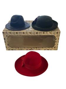lot 127 image: Vintage Street Smart Red Wool Bollman Hat, Hat Display Case, and More