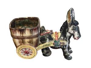 lot 141 image: MCM Italian Ceramic Donkey Pulling a Cart (9 x 11)
