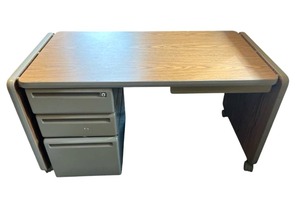 lot 155 image: Rolling Office Desk (47.5 W x 25 T x 24 D) - Bring Help to Remove