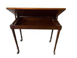 lot 162 image: Vintage Solid Wood Rolling Game Table (32.5 W x 27 T x 16 D)