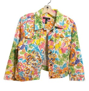 lot 169 image: Womens Ralph Lauren Watercolor Floral Denim Jacket (Size Large)