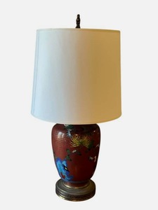 lot 211 image: Wonderful Vintage 28-inch Cloisonne Lamp in Working Condition