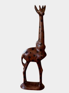 lot 213 image: Vintage 19-inch Carved Wooden Giraffe in Nice Condition