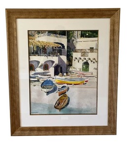 An Original DAVID COOLIDGE (1942-2024) "Marina Piccola" Watercolor (Circa 1986), 31.25" x 37" Frame