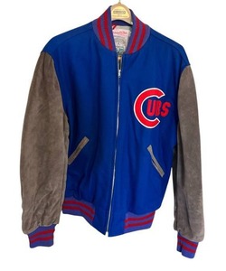 lot 242 image: Amazing Mitchell & Ness COOPERSTOWN Collection Chicago Cubs 1938 Wool & Suede Jacket (Size 42)