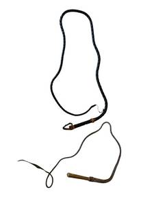 lot 271 image: Vintage Leather Braided Whips - Black 8-ft (Made in Spain) and 6-ft Brown Leather