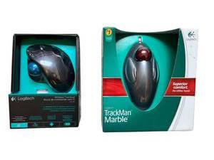 lot 352 image: New Old Stock Logitech M570 and Logitech TrackMan Marble Computer Mice