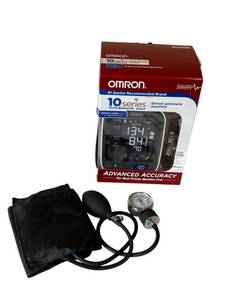 lot 371 image: New Open Box Omron (Model BP786) Blood Pressure Monitor & Vintge Santa Medical Sphygmomanometer