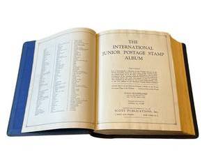 lot 430 image: 1940s Scott International Junior Postage Stamp Album Packed with Stamps