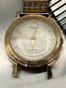 lot 436 image: Vintage 14K Gold Hamilton Electric Van Horn Wristwatch - Read Description