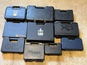 lot 475 image: Assorted Pistol Gun Carrying Cases - SIG SAUER, IWI, XD, Boberg, FNH
