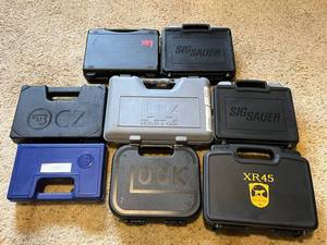 lot 474 image: Assorted Pistol Gun Carrying Cases - SIG SAUER, Boberg, LOCK, Heckler & Koch