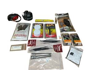 lot 497 image: Gun Cleaning Kit #3 and More - Walkers Hearing Protection, Blackhawk Cold Weather Shooting Gloves, J. Dewey AR-15M-16 Field Kit
