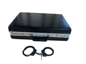lot 512 image: Vintage Samsonite Briefcase with Vintage Handcuffs (Made in England)