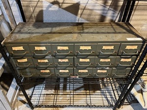 lot 528 image: RARE Vintage Equipto (Aurora, IL) Industrial Storage Cabinet (34 W x 13.75 T x 12 D) with Hardware - HEAVY Bring Help To Remove
