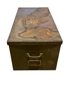 lot 531 image: Vintage Columbian Steel Tank Company Industrial Metal Storage Container (24.5 L x 12.5 W x 10.25 T)