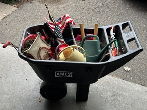 lot 602 image: AMES Easy Roller, Jr. Lawn Cart with Gardening Tools and Supplies