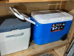 lot 617 image: Igloo 38 Quart Cooler & Coleman Personal 24-Quart Cooler
