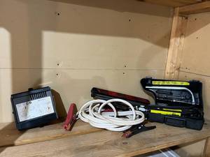 lot 618 image: AUDI Emergency Car Kit including Jack, Jumper Cables, and Air Compressor