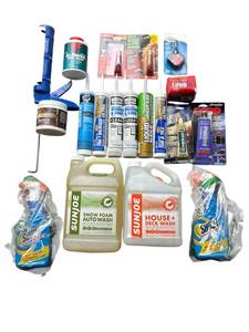 lot 637 image: Silicone, SUNJOE Auto Wash, Shout Stain Remover, Goop, Vintage LAVA Bar Soap, and More