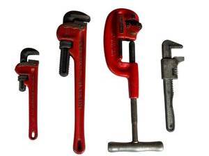 lot 672 image: RIGID Pipe Wrenches, Pipe Cutter, and Reed MFG 18-inch Pipe Wrench