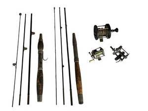 lot 676 image: Antique Fishing Rods & Reels - Horton Steel Fishing Rod, Brookdale Metal Fishing Rod, Bronson Mercury 2550 Reel and More