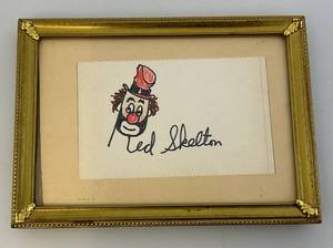 lot 163 image: Framed Behind Glass 5 x 7 (Red Skelton) Autographed Clown Sketch