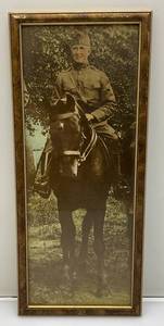 lot 166 image: Very Old (Desutter) Hand Colored Photo Of Soldier On Horse 6 12 x 14 12