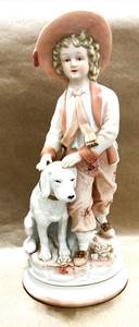 lot 105 image: Andrea by Sadek Colonial Bisque Boy and Dog Figurine 23388