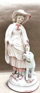 lot 113 image: Andrea by Sadek Colonial Bisque Girl and Dog Figurine 23388