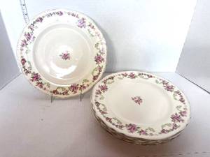 lot 7 image: 6 Alfred Meakin Rose Bower Dinner Plates Harmony Shape