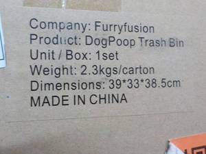 lot 94 image: Furry Fusion Dog Poop Trash Bin Set...