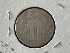 lot 20 image: 1867 Shield Nickel Type 2
