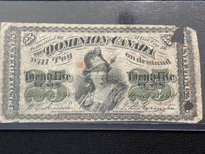 lot 152 image: 1870 Canada 25 Cent Fractional Currency
