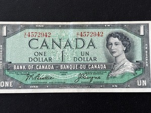 lot 154 image: 1954 Canada $1 Dollar Bill