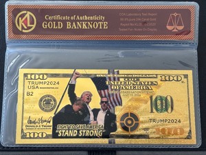 lot 124 image: Gold 24K Trump 2024 $100 Dollar Bill