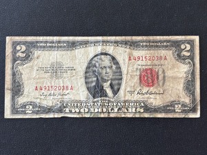 lot 126 image: 1953 A Red Seal $2 Dollar Note