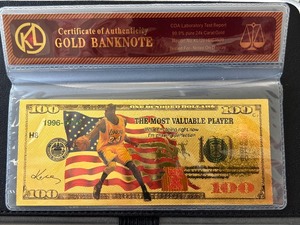 lot 133 image: Gold 24K Kobe Bryant $100 Dollar Bill