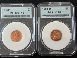 lot 139 image: 1981 Lincoln Cents MS68 Red