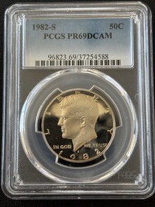 lot 140 image: 1982-S Kennedy Half Dollar Proof PCGS PR69 Deep Cameo