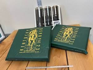lot 14-D2025 image: 3 Piece Fairy Lights & (2) 1997 Kentucky Derby 123rd Seat cushions