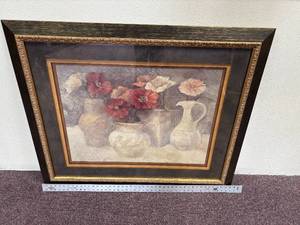 lot 41-D2025 image: 46x38 Painting  Flowers, Behind Glass